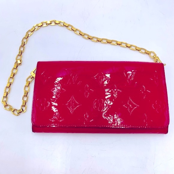 Auth Louis Vuitton Felicie Magenta Vernis Wallet on Chain Pouchette Shoulder Bag - Picture 4 of 15
